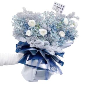 20 pcs Double-sided silver and blue Flower Wrapping Paper,Waterproof Valentine's Day Bouquet Wrapping Paper 22.8x22.8 Inch Used for DIY Crafts, Gift Packaging, Flower Shop Bouquet Packaging