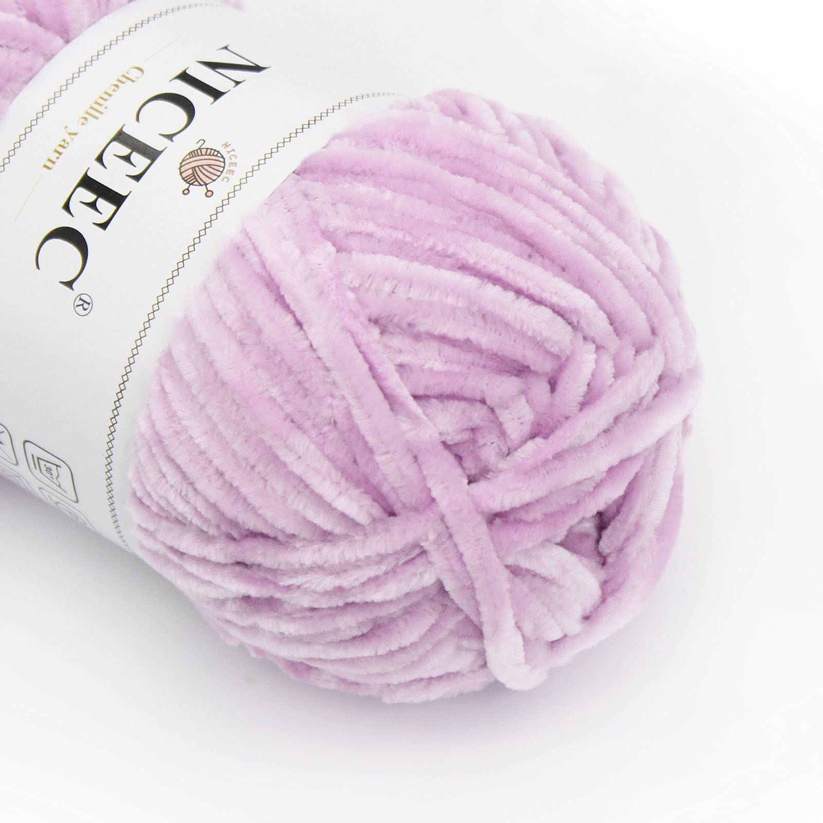 NICEEC 3 Skeins Soft Chenille Yarn Blanket Yarn for Knitting Fancy Yarn for Crochet Weaving DIY Craft Total Length 3×85m (3×93yds, 3×50g)_Purple