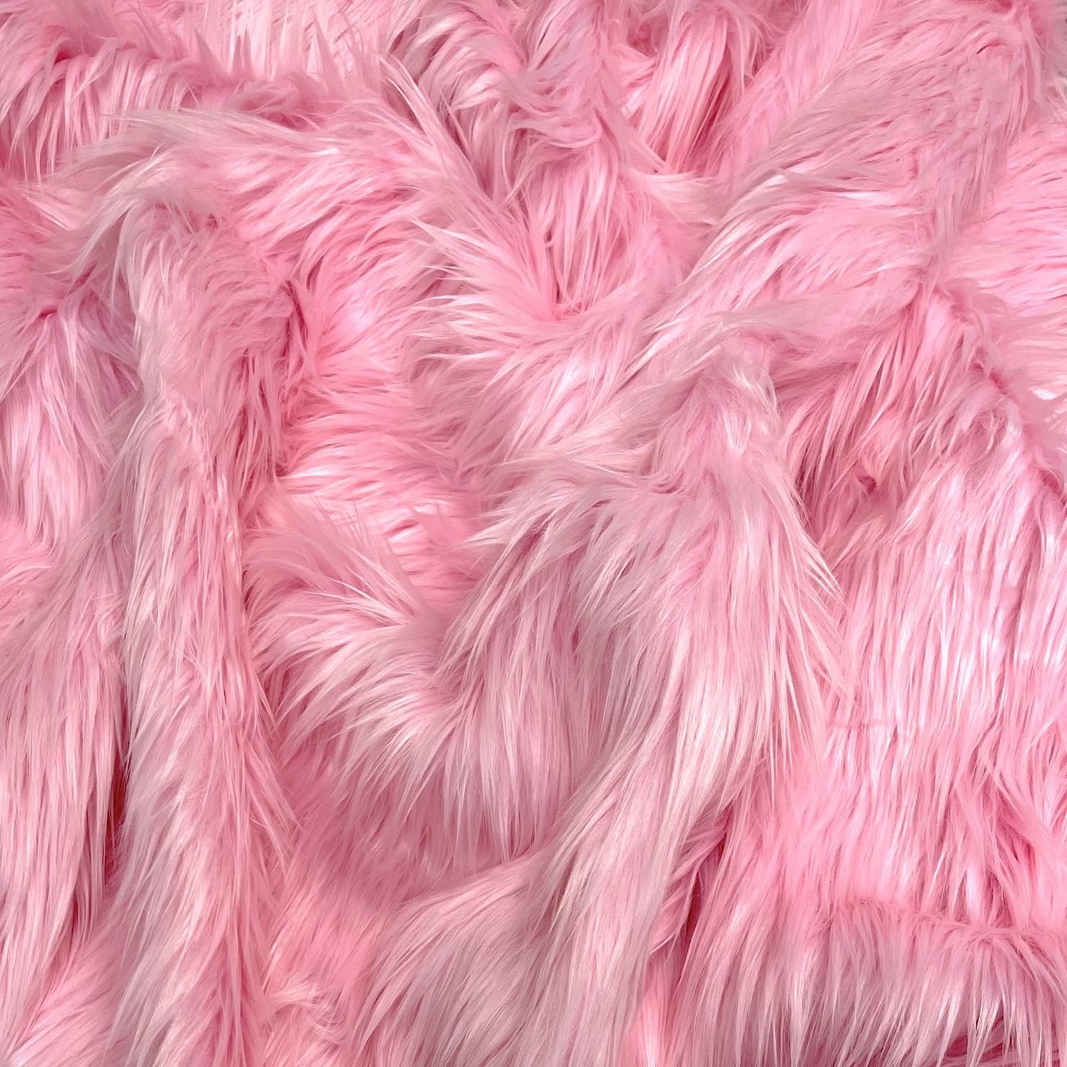 EOVEA Shaggy Faux Fur Fabric by The Yard - 36" X 60" Inch - Long Pile Fur - Fake Fur Materials - Soft & Fluffy Craft Fabric Supplies for DIY Arts & Crafts, Apparel, Costume, Rug(Baby Pink, One Yard)