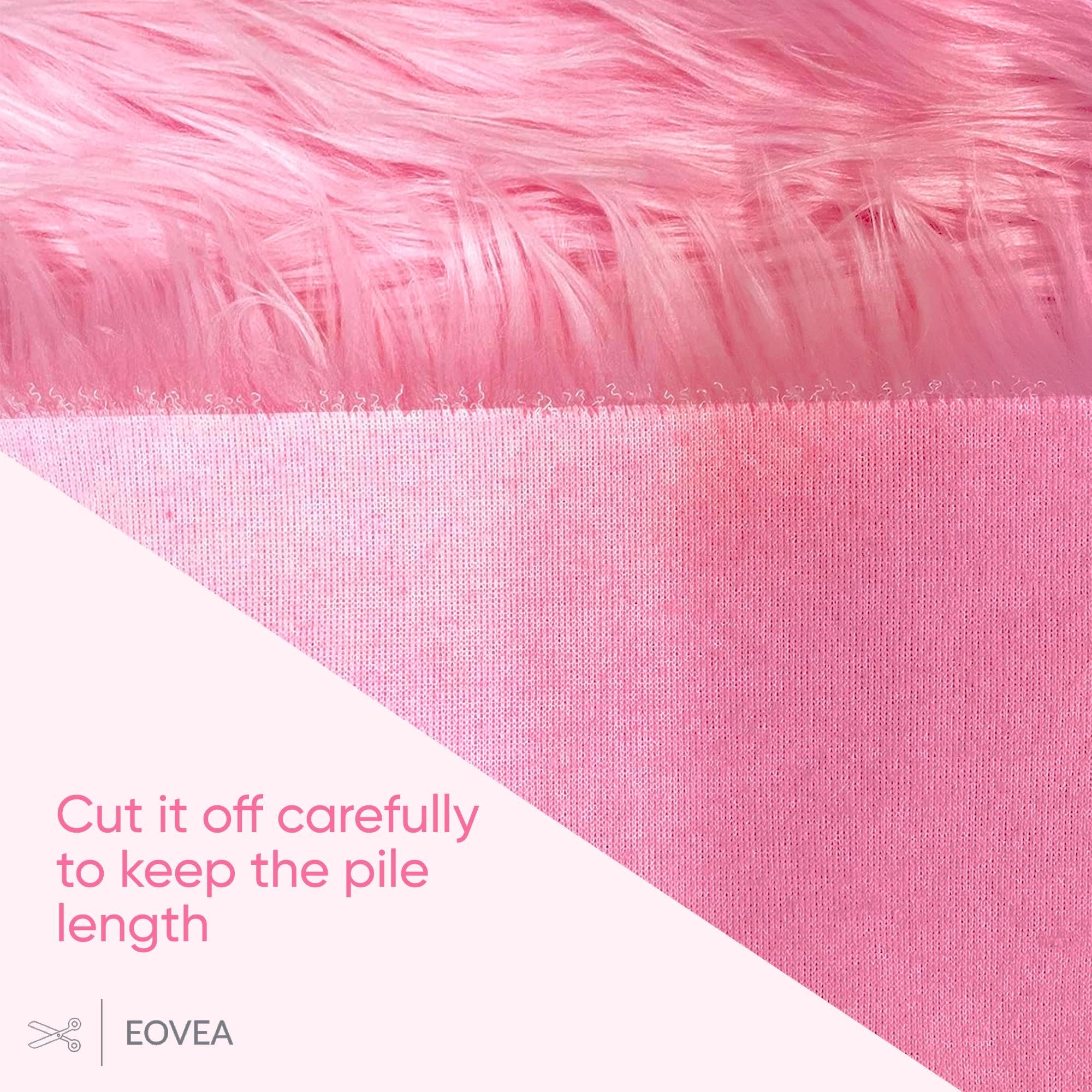 EOVEA Shaggy Faux Fur Fabric by The Yard - 36" X 60" Inch - Long Pile Fur - Fake Fur Materials - Soft & Fluffy Craft Fabric Supplies for DIY Arts & Crafts, Apparel, Costume, Rug(Baby Pink, One Yard)