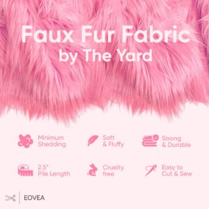 EOVEA Shaggy Faux Fur Fabric by The Yard - 36" X 60" Inch - Long Pile Fur - Fake Fur Materials - Soft & Fluffy Craft Fabric Supplies for DIY Arts & Crafts, Apparel, Costume, Rug(Baby Pink, One Yard)