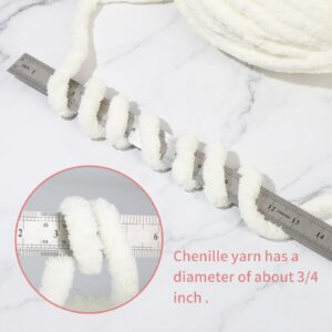 Chunky Yarn for Arm Knitting Blanket Beige Chunky Chenille Yarn