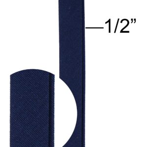 Bias Tape ~ 1/2" Wide Double-fold Bias Tape ~ Navy ~ Poly Cotton (10 Yards/Pack)~ Made in USA