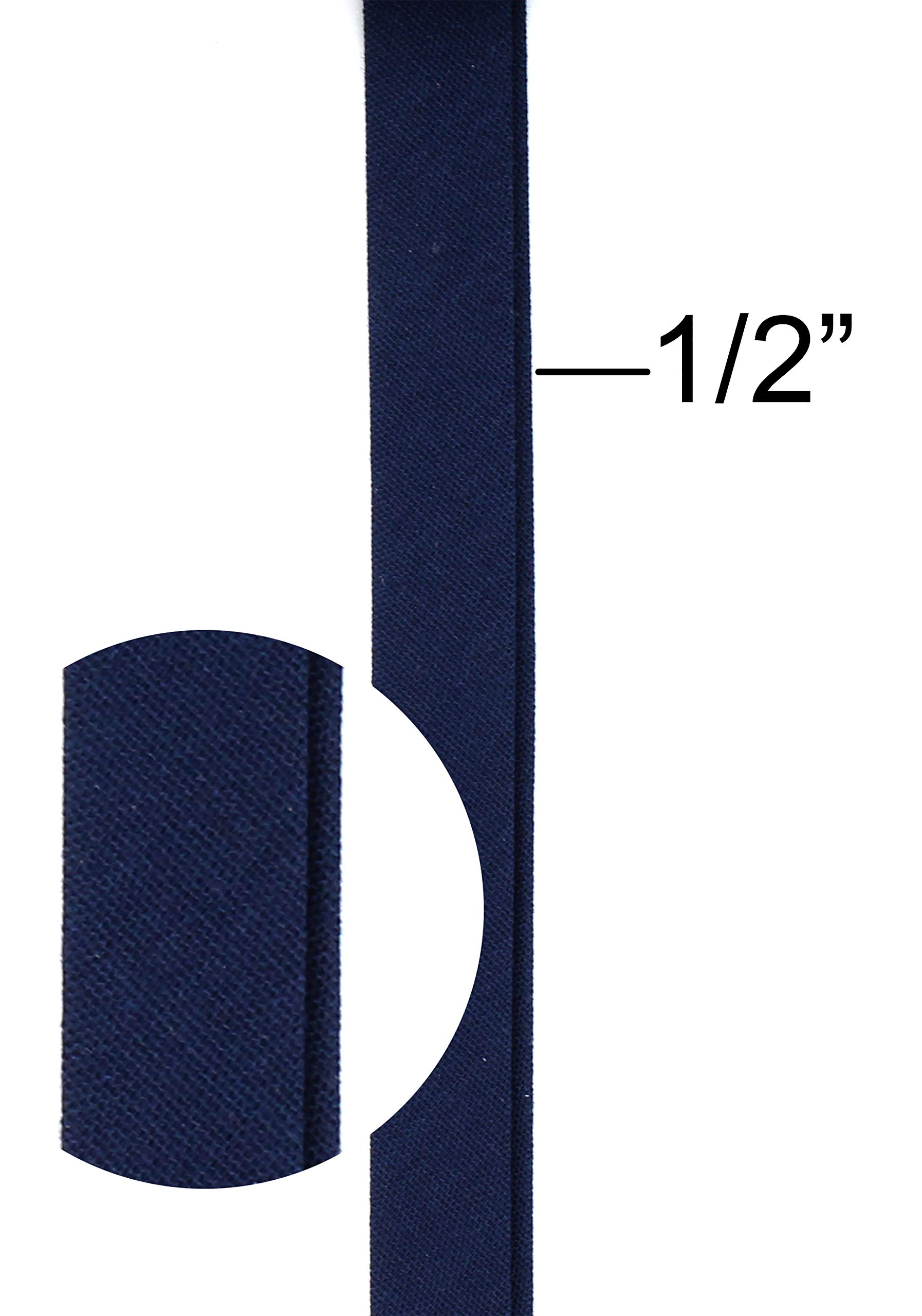 Bias Tape ~ 1/2" Wide Double-fold Bias Tape ~ Navy ~ Poly Cotton (10 Yards/Pack)~ Made in USA