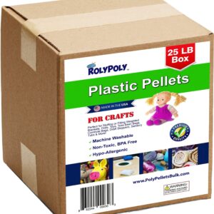 Poly Plastic Pellets Bulk for Weighted Blankets & Crafts Bulk Box (25 pounds) Made in the USA for Rock Tumbling, Stuffing & Filling Dolls, Crafts, Lap Pad