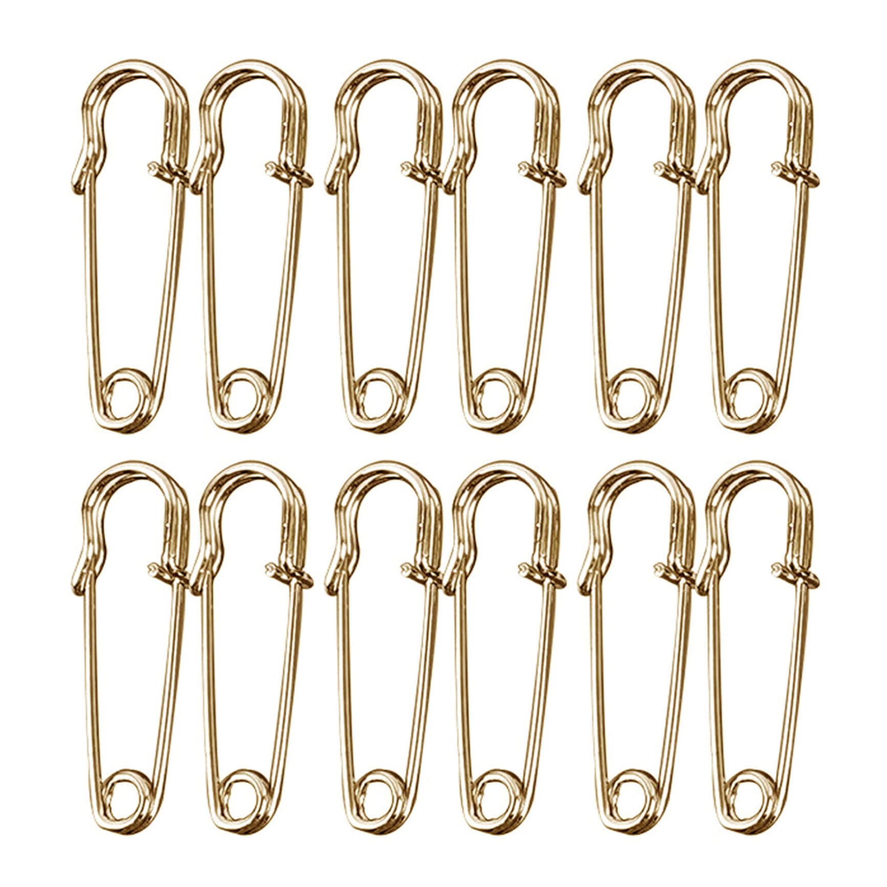 Large Safety Pins, Large Safety Pins Heavy Duty, Safety Pins for Clothes, Blanket Safety Pins, 12 Pack Pins Assorted for Clothes, Leather, Crafts, Canvas, Blankets, Shawls, Kilts (75mm 3'', Gold)