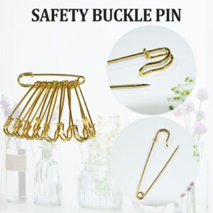 Large Safety Pins, Large Safety Pins Heavy Duty, Safety Pins for Clothes, Blanket Safety Pins, 12 Pack Pins Assorted for Clothes, Leather, Crafts, Canvas, Blankets, Shawls, Kilts (75mm 3'', Gold)