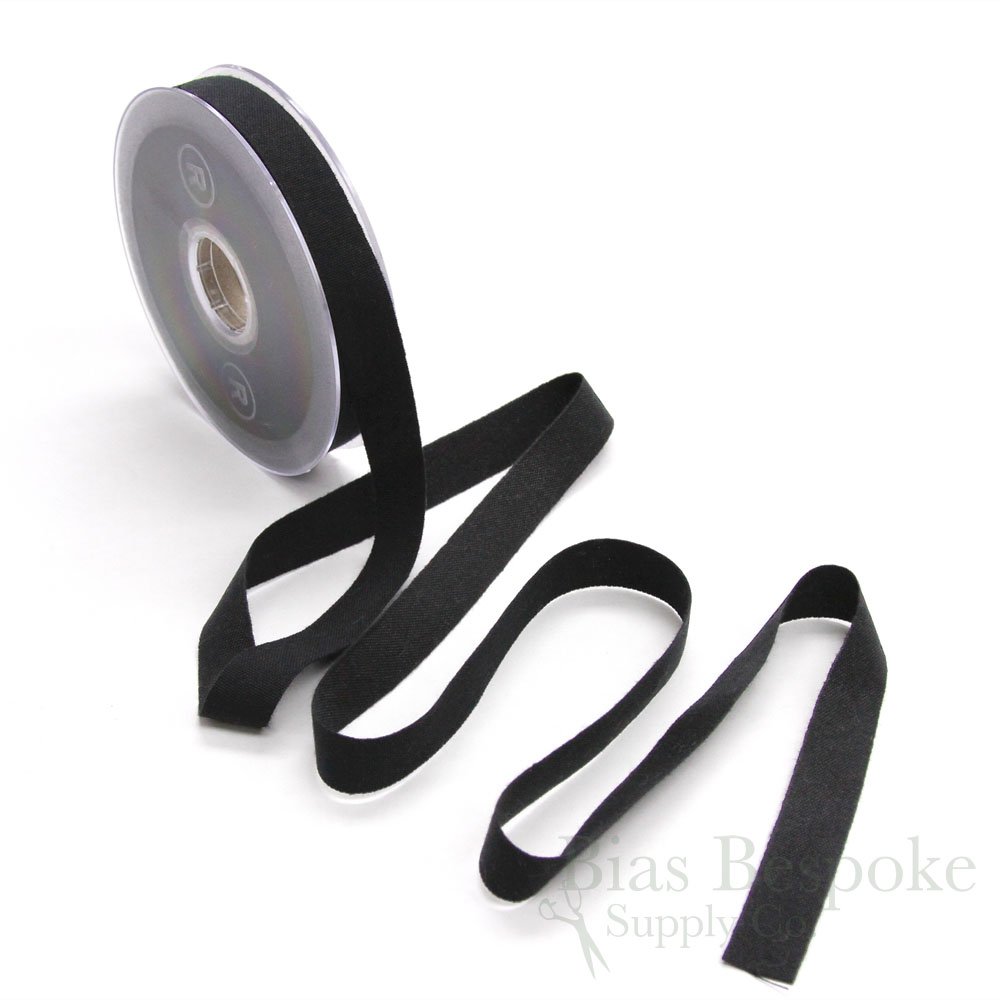 Juno Innovative Seam Binding Tape in Black, 20 Meter Roll, Made in Italy