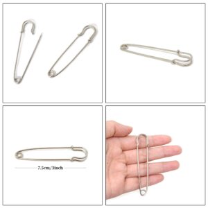 Honbay 20PCS 3Inch Heavy Duty Extra Large Safety Pins for Blankets, Skirts, Kilts, Crafts (Silver)