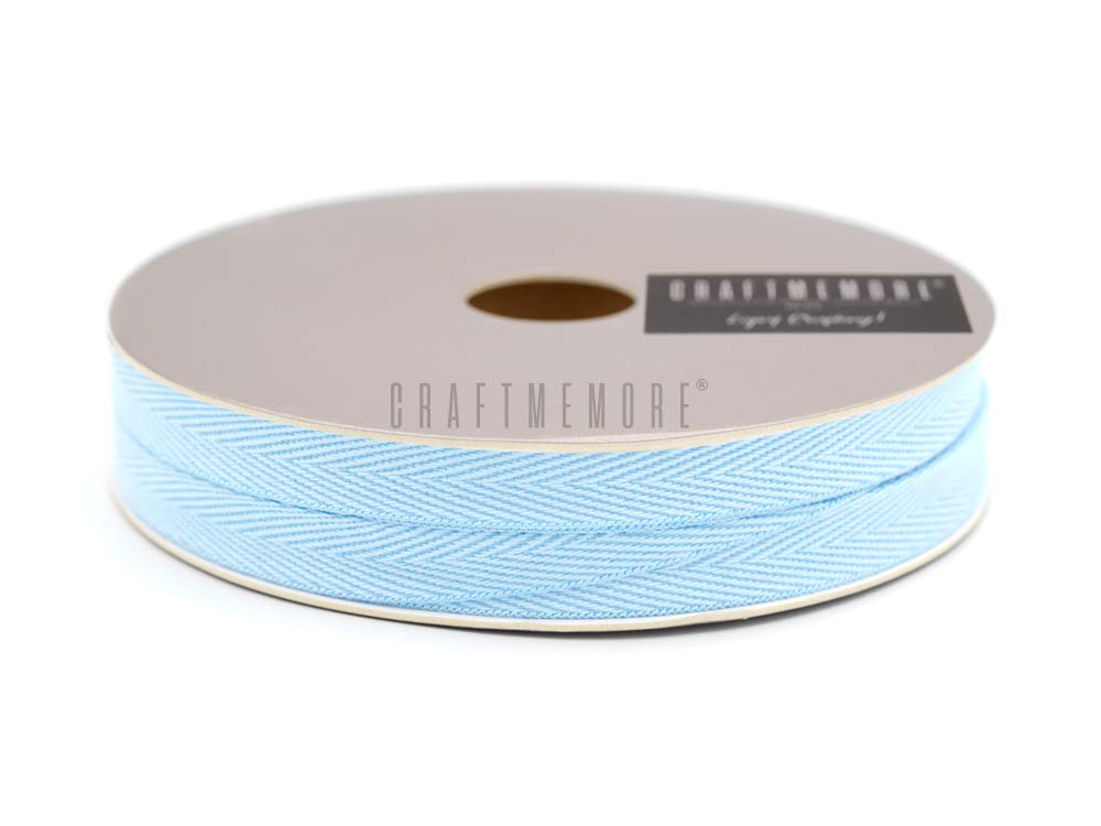 CRAFTMEMORE 3/4 Inch Twill Tape Fabric Ribbons Webbing Herringbone Twill Bias Binding Tape for Clothes Sewing Craft Trim Lace 36 Yards (MP11 Sky Blue)