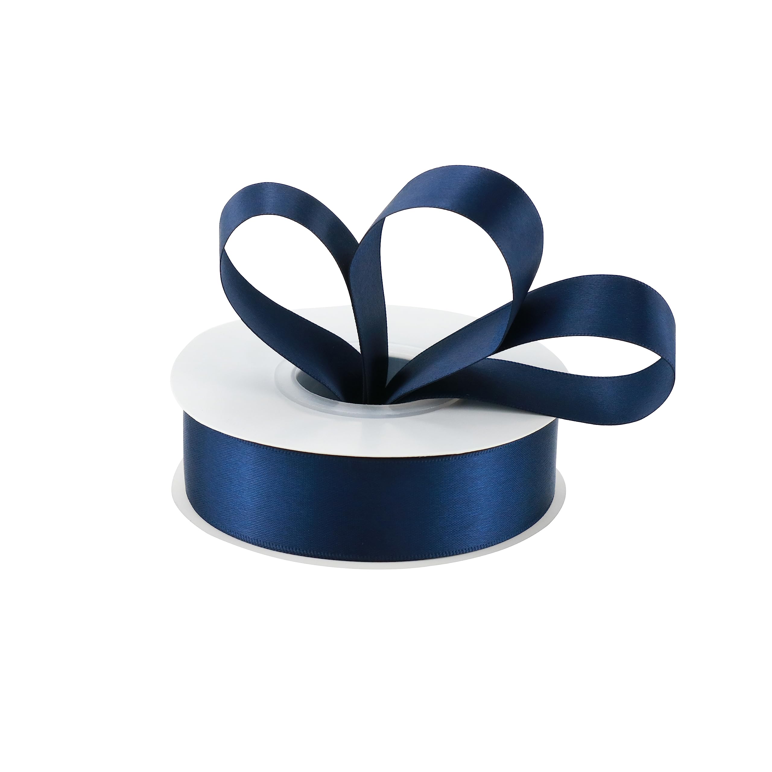 DINDOSA Navy Ribbon 1 Inch Double Face Satin Ribbon Blue Ribbon for Gift Wrapping Bridal Bouquet Ribbon for Crafts, Wedding Decor, Baby Shower, Party Decoration, Christmas - 25Yards