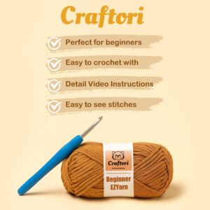 Abudada Craftori Crochet Kit for Beginners - Complete Starter Kit with Easy to Stitch Yarn, Step by Step Video Tutorials - Perfect DIY Gift - 2 Animals, Bird and Piggy