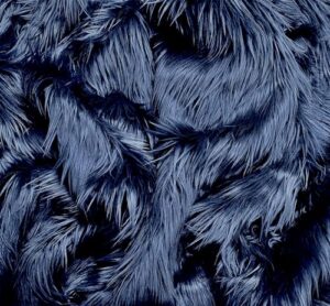 eovea shaggy faux fur fabric by the yard - 36" x 60" inch - long pile fur - fake fur materials - soft & fluffy craft fabric supplies for diy arts & crafts, apparel, costume, rug(navy blue, one yard)