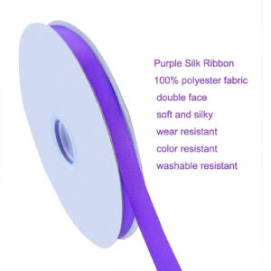 Leyice 1/2 Inch Satin Ribbon 100 Yards Craft Ribbon Double Sided Fabric Ribbons Roll for Gift Wrapping Hair Bows (Purple)