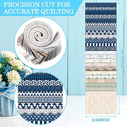 80 Pcs Cotton Fabric Roll up Fabric Strips Bundle 2.55 Inch Quilting Fabric Precut Roll for Quilting Patchwork Sewing for Thanksgiving Fall Christmas DIY Craft Blanket Purse Making (Elegant Style)