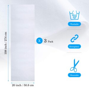 3 Pieces Fusible Interfacing Non-Woven Lightweight Polyester Interfacing (White, 20 Inch x 3 Yards)