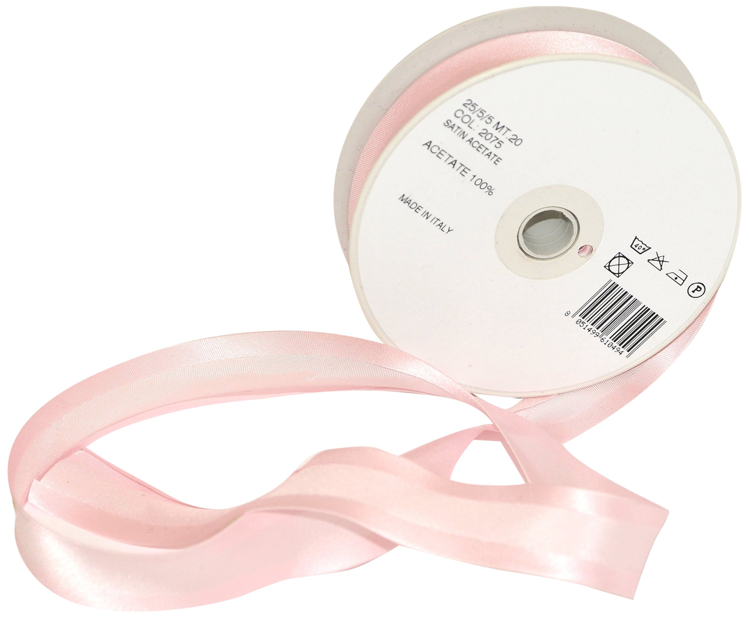 Inastri Acetate Satin Bias Binding 25/5/5mm Colour Pink 2075