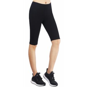 Zinmore Women's Knee Length Tights Yoga Shorts Workout Pants Running Leggings with Pockets Black XL