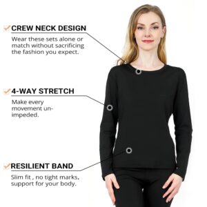HEROBIKER Women's Thermal Underwear Set, Ultra Soft Thermal Shirt Top Bottom Long Johns with Fleece lined - Winter Base Layer Sets (Black S