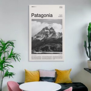 Patagonia Print, Black and White, Patagonia Poster, Patagonia Wall Art, Patagonia Modern Home Decor Canvas Art Poster and Wall Art Picture Print Modern Family Bedroom Decor Posters 16x24inch(40x60cm)