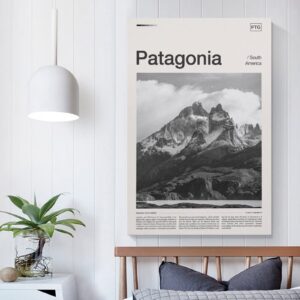 Patagonia Print, Black and White, Patagonia Poster, Patagonia Wall Art, Patagonia Modern Home Decor Canvas Art Poster and Wall Art Picture Print Modern Family Bedroom Decor Posters 16x24inch(40x60cm)