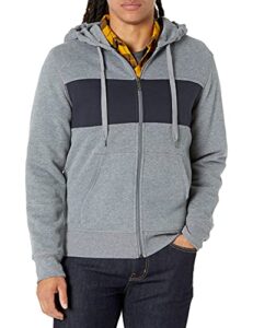 amazon essentials men's full-zip fleece hoodie (available in big & tall), black grey heather, medium