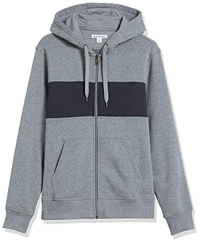 Amazon Essentials Men's Full-Zip Fleece Hoodie (Available in Big & Tall), Black Grey Heather, Medium