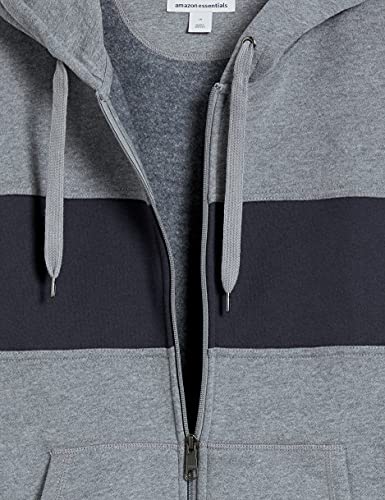 Amazon Essentials Men's Full-Zip Fleece Hoodie (Available in Big & Tall), Black Grey Heather, Medium