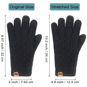 ViGrace Women's Winter Warm Touch Screen Gloves Cable Knit Wool Fleece Lined Touchscreen Texting Mittens for Women