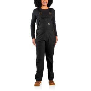 carhartt women's rugged flex® loose fit canvas bib overall, black, medium