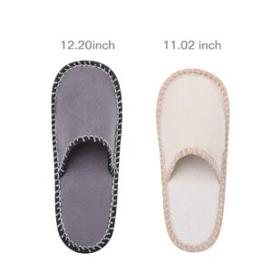 SLIPPERTREND Fleece Felt Close Toe 6 Pairs Welcome Indoor Family House Guest Slippers Set for Shoeless Home Black