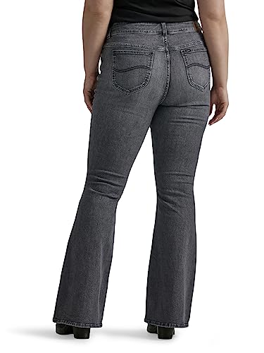 Lee Women's Plus Size Legendary Mid Rise Flare Jean, Blurred Darks