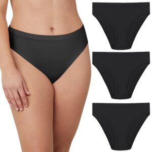 maidenform women's hi-cut underwear, barely there invisible look high-waisted panty, 3-pack, black/black/black