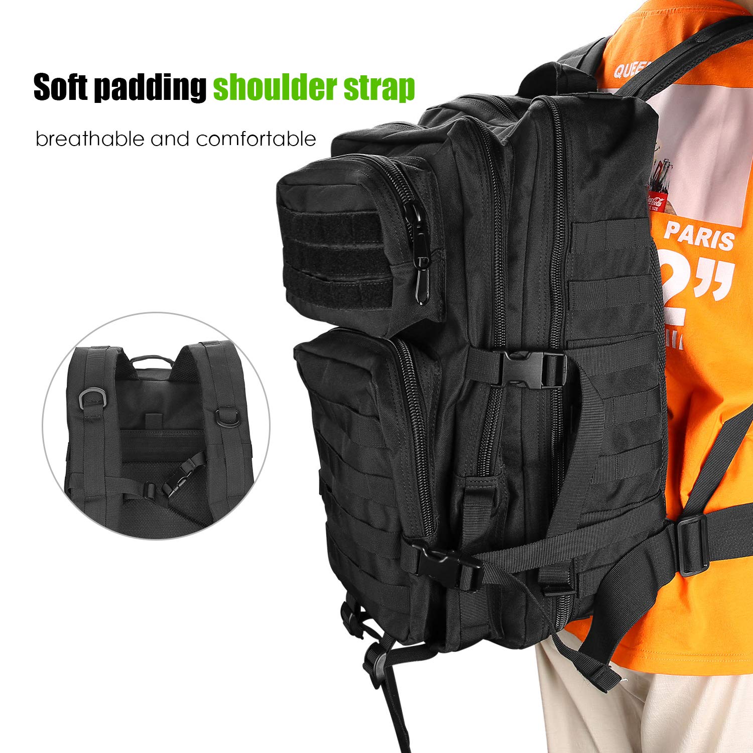 ProCase Tactical Backpack Bag 40L Large 3 Day Military Army Outdoor Assault Pack Rucksacks Carry Bag Backpacks -Black