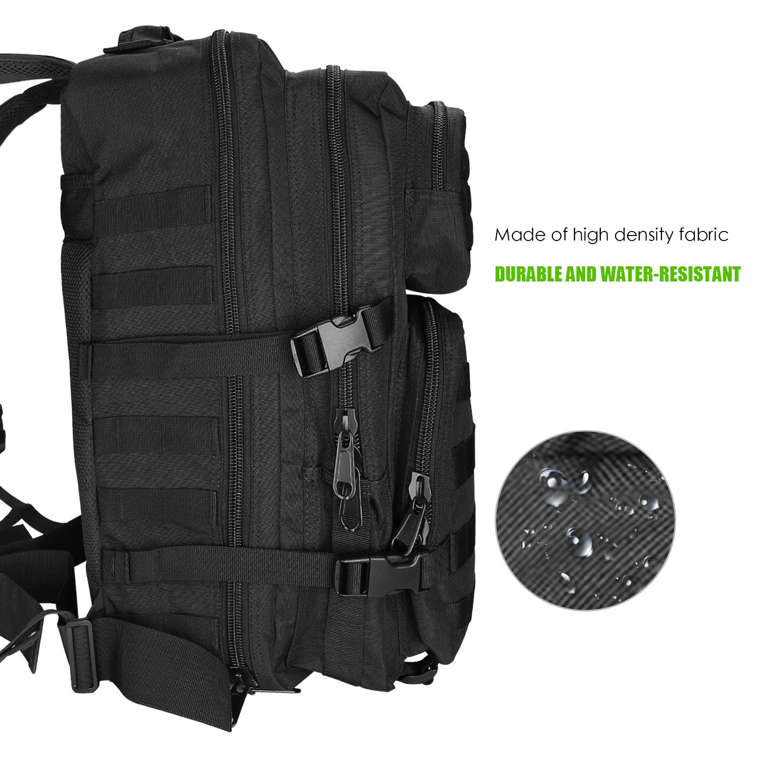 ProCase Tactical Backpack Bag 40L Large 3 Day Military Army Outdoor Assault Pack Rucksacks Carry Bag Backpacks -Black