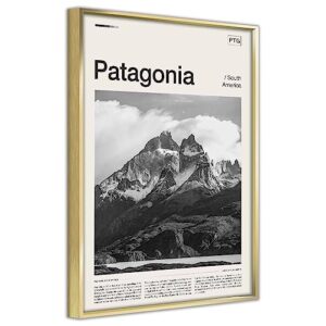 Patagonia print, black and white, Patagonia poster, Patagonia wall art, Patagonia modern home decor (12x16inch,Gold1)