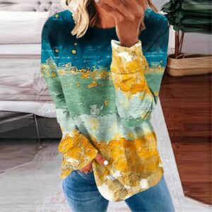 Ceboyel Womens Crew Neck Sweatshirt 2023 Striped Color Block Blouese Shirts Long Sleeve Pullover Tops Fall Fashion Clothes Trendy Hoodies for Teens 2023 Yellow Xl