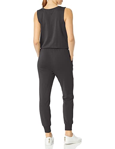 Amazon Essentials Women's Studio Terry Fleece Jumpsuit (Available in Plus Size), Black, Medium