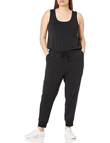 Amazon Essentials Women's Studio Terry Fleece Jumpsuit (Available in Plus Size), Black, Medium