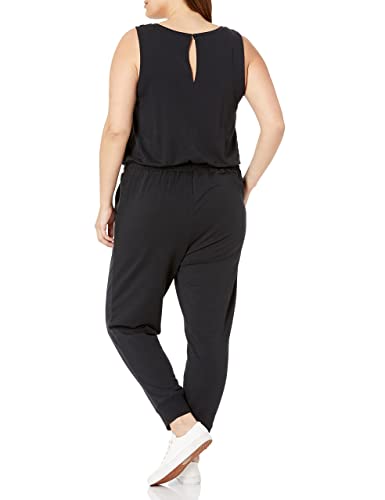 Amazon Essentials Women's Studio Terry Fleece Jumpsuit (Available in Plus Size), Black, Medium