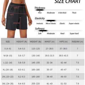 SANTINY Women's Hiking Cargo Shorts Quick Dry Lightweight Summer Shorts for Women Travel Athletic Golf with Zipper Pockets(Black_XXL)