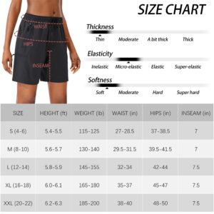 SANTINY Women's Hiking Cargo Shorts Quick Dry Lightweight Summer Shorts for Women Travel Athletic Golf with Zipper Pockets(Black_XXL)