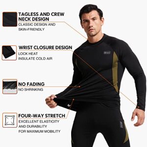 CL convallaria Thermal Underwear for Men, Long Johns Winter Hunting Gear Sport Base Layer Top and Bottom Set Midweight Black L