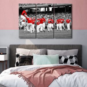 TUMOVO Reds Sports Wall Decor 3 Pieces Canvas Wall Art Black and White Pictures for Home Decoration Cincinnati Baseball Game Paintings Prints and Poster Artwork Framed Ready to Hang, 36" Wx24 H