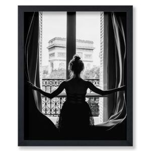 Poster Master Vintage Photograph Poster - Retro Minimalist Print - Girl In The Open Window, Black & White, Simple - 8x10 UNFRAMED Wall Art - Gift for Artist, Friend - Wall Decor for Living Room, Dorm