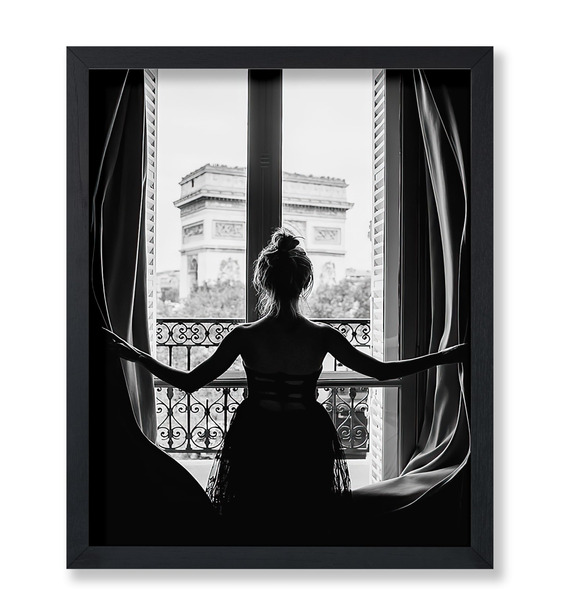 Poster Master Vintage Photograph Poster - Retro Minimalist Print - Girl In The Open Window, Black & White, Simple - 8x10 UNFRAMED Wall Art - Gift for Artist, Friend - Wall Decor for Living Room, Dorm