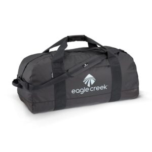 eagle creek no matter what 60l duffle bag for travel - durable and water-resistant, with removable shoulder strap, compression straps, and storage pouch, jet black - m