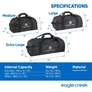 Eagle Creek No Matter What 60L Duffle Bag for Travel - Durable and Water-Resistant, with Removable Shoulder Strap, Compression Straps, and Storage Pouch, Jet Black - M