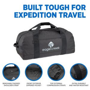 Eagle Creek No Matter What 60L Duffle Bag for Travel - Durable and Water-Resistant, with Removable Shoulder Strap, Compression Straps, and Storage Pouch, Jet Black - M