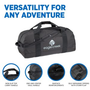 Eagle Creek No Matter What 60L Duffle Bag for Travel - Durable and Water-Resistant, with Removable Shoulder Strap, Compression Straps, and Storage Pouch, Jet Black - M